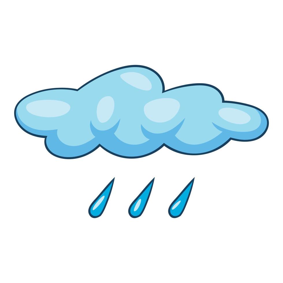 Blue cloud rain icon, cartoon style vector