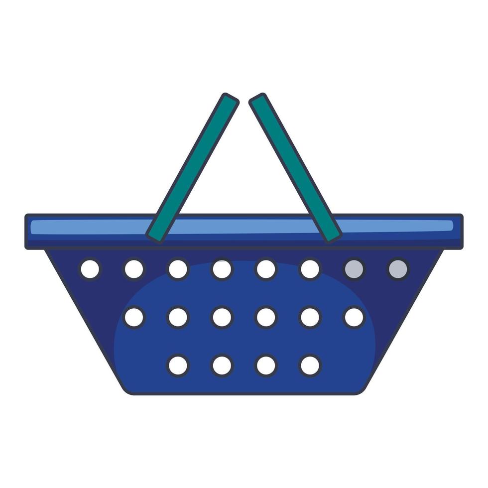 Blue shopping basket icon, cartoon style vector