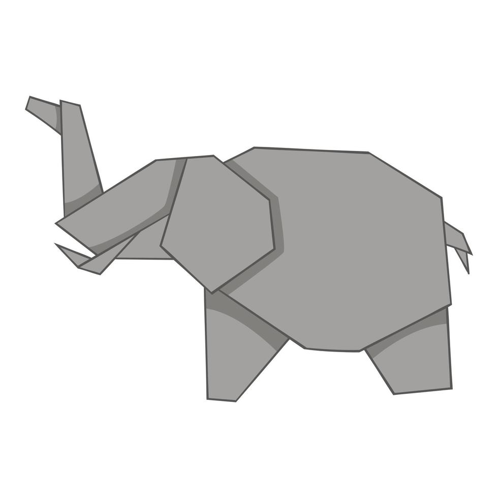 Origami elephant icon, cartoon style vector