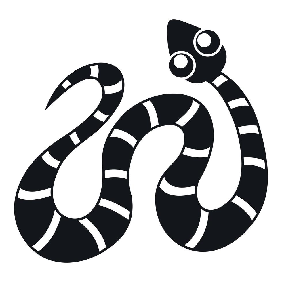 icono de serpiente de rayas negras, estilo simple vector