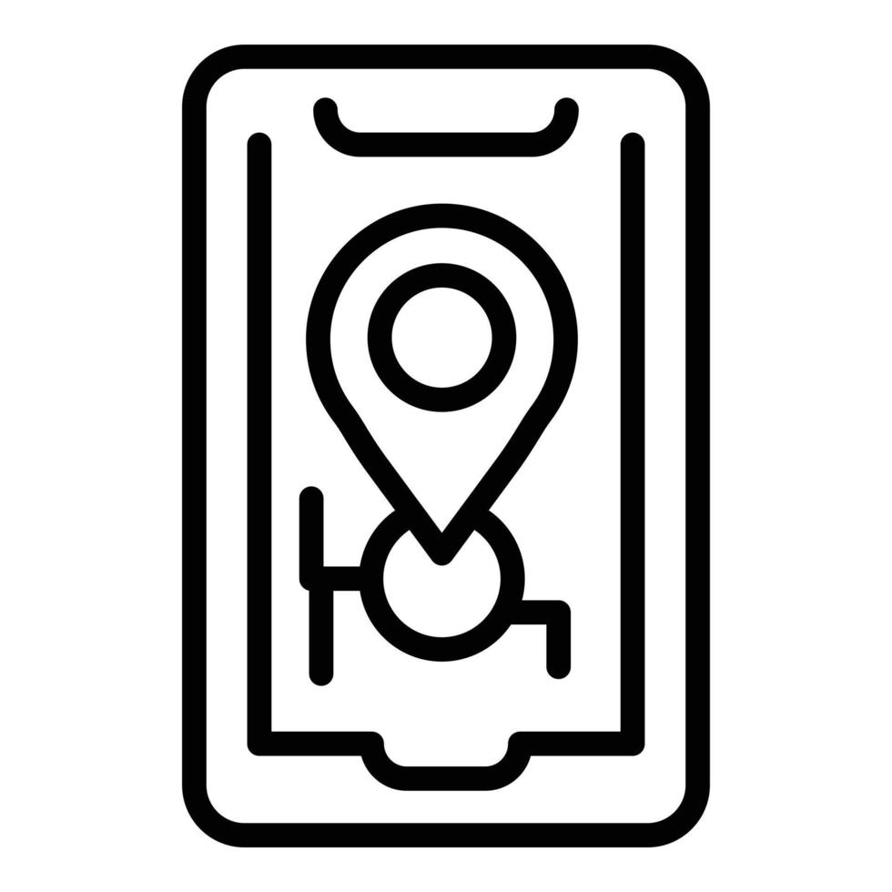 vector de contorno de icono de ubicación de tienda de smartphone. alfiler de tienda