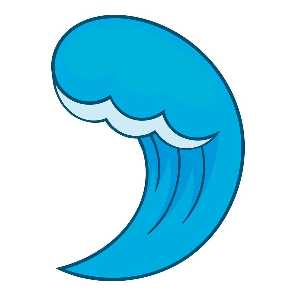 Blue water wave icon, cartoon style vector