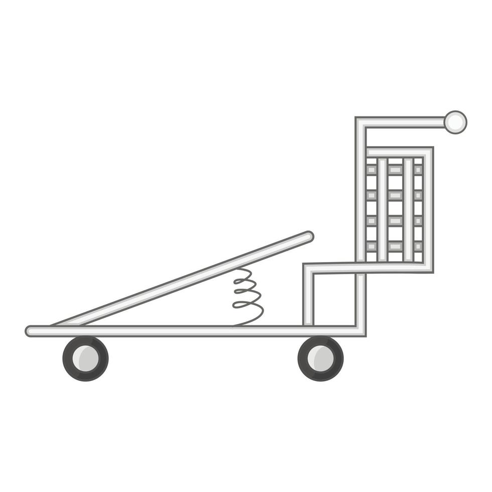 Cargo cart with spring icon, cartoon style vector