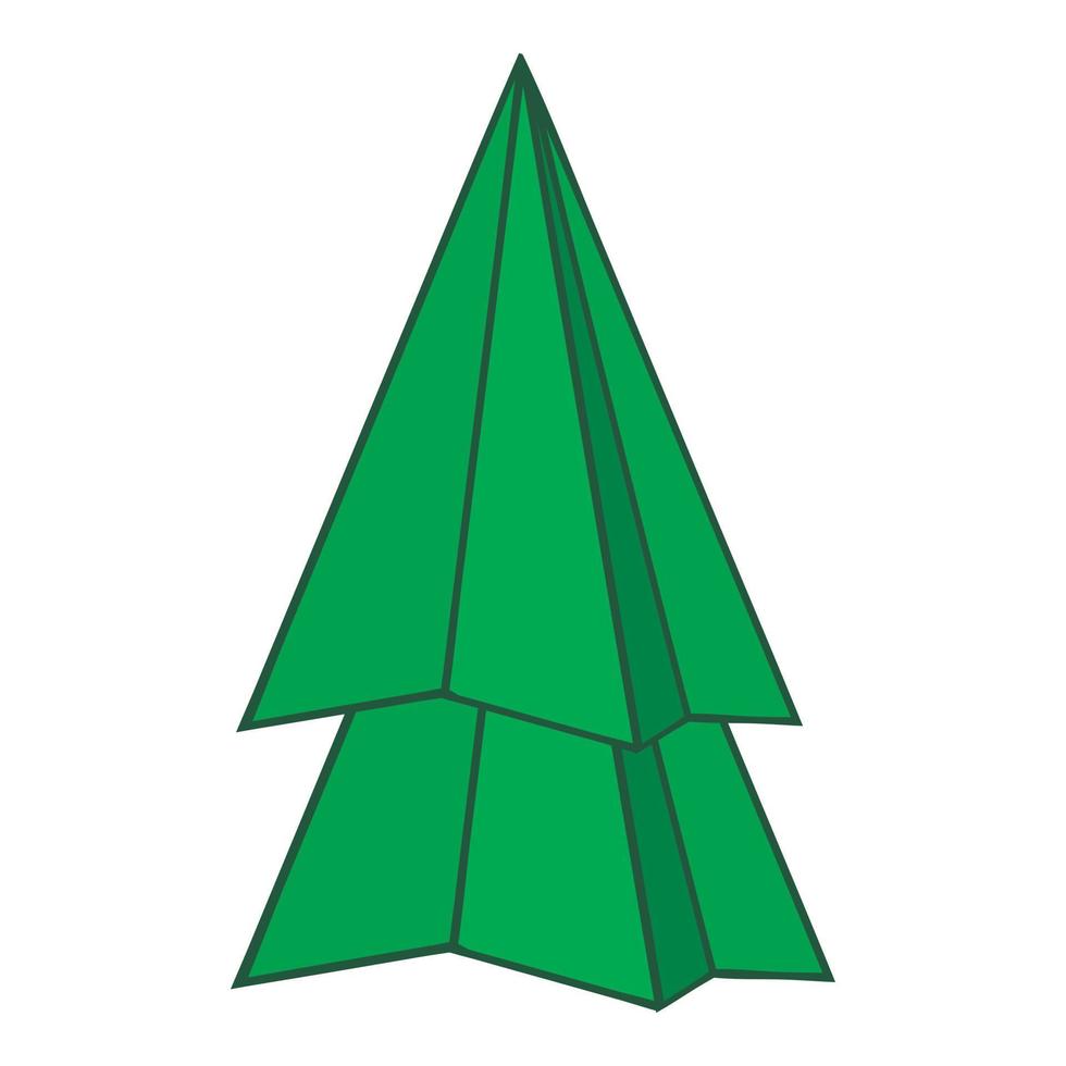 Origami fir tree icon, cartoon style vector