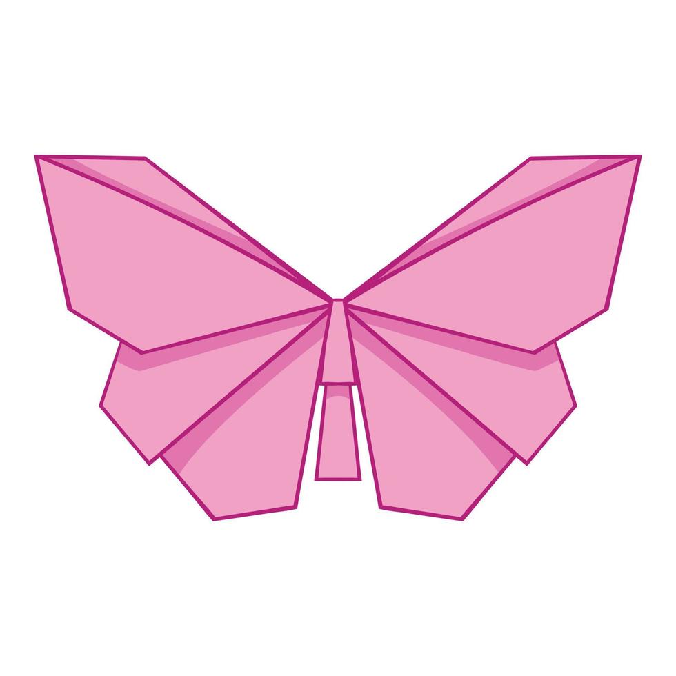 icono de mariposa rosa de origami, estilo de dibujos animados vector