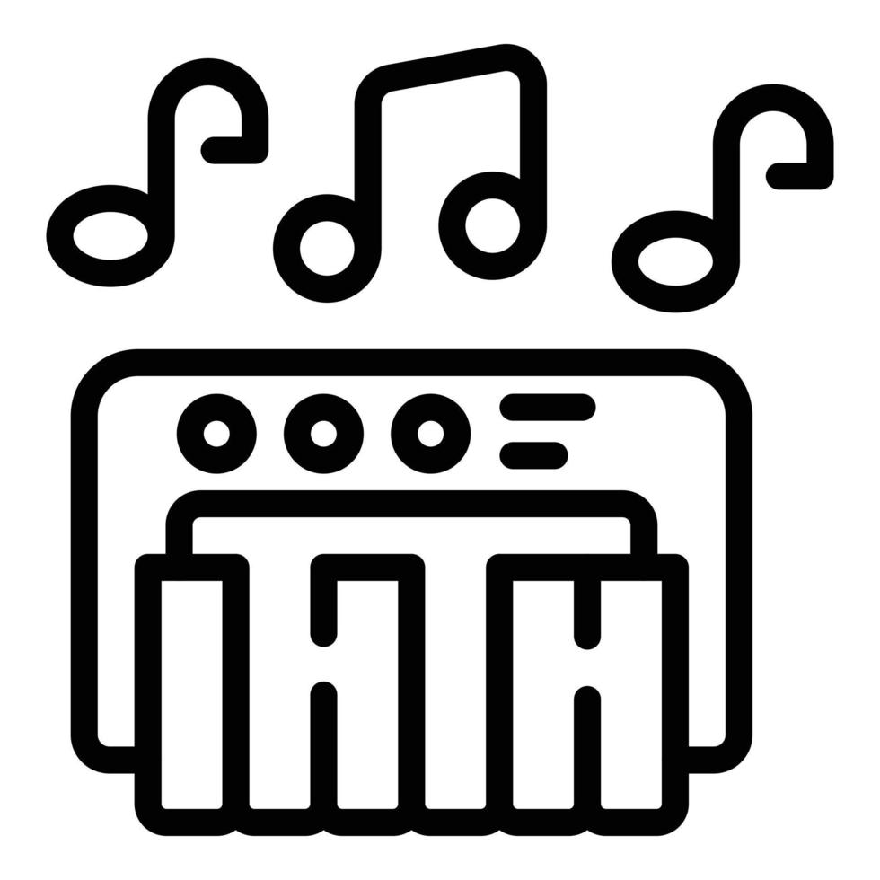 vector de contorno de icono de juguete de piano. juego de musica