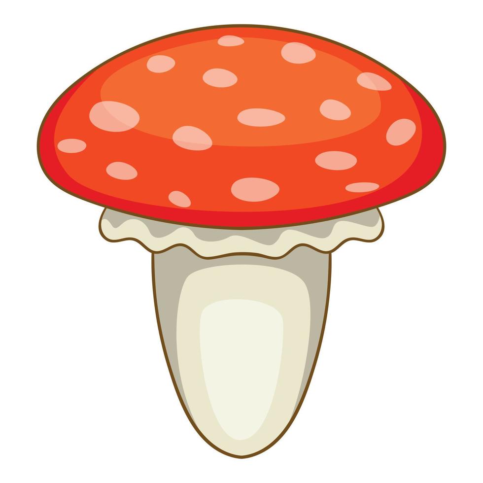 icono de hongo amanita muscaria, estilo de dibujos animados vector