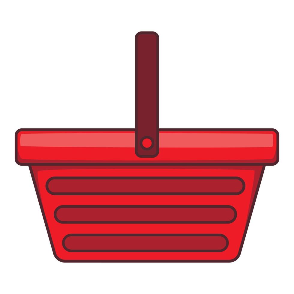 One hand shopping basket icon, cartoon style vector