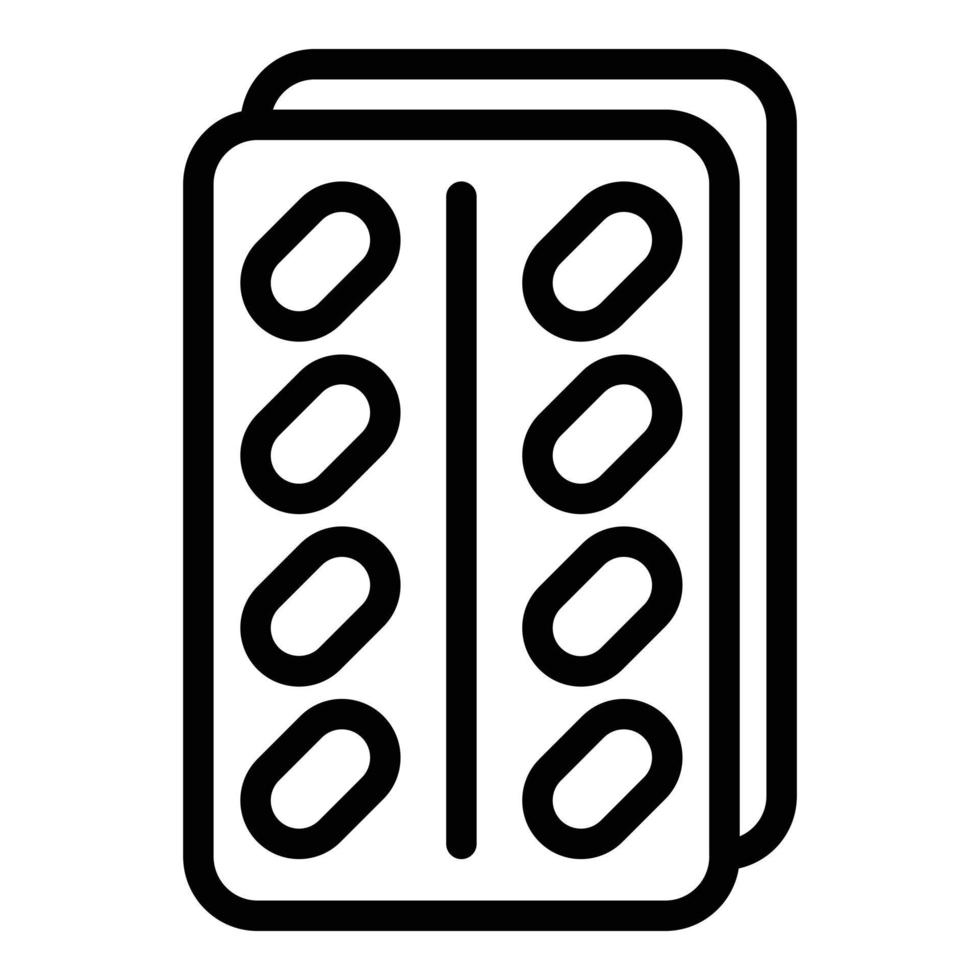 vector de contorno de icono de ampolla de píldora. paquete de tabletas