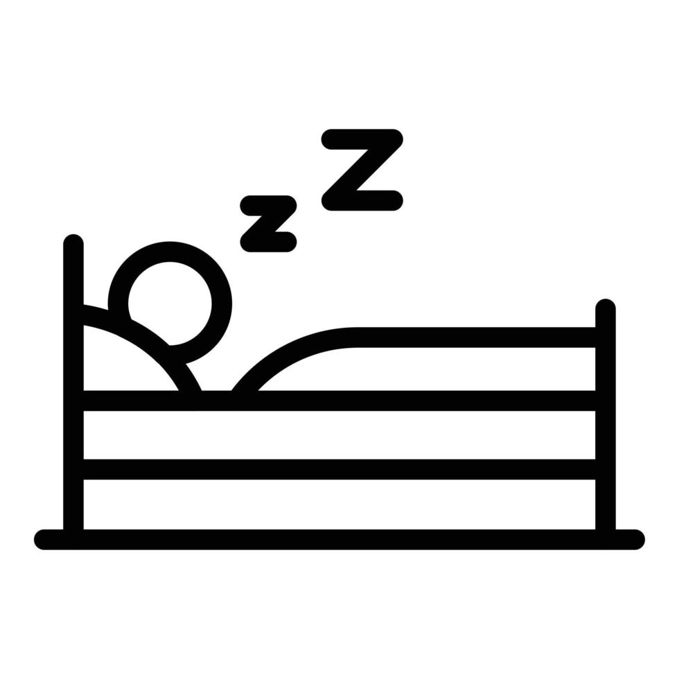 vector de contorno de icono de hombre dormido. cama para dormir