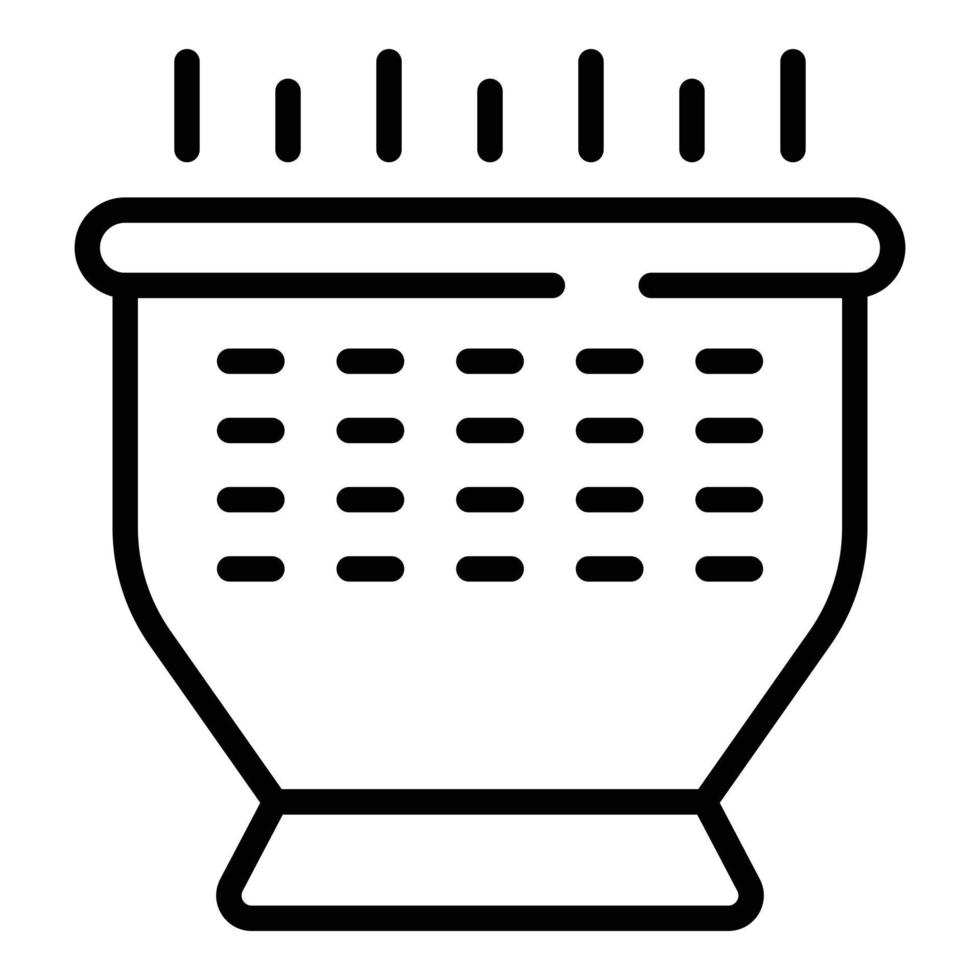 Colander icon outline vector. Cooking strainer vector