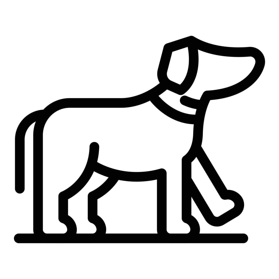 vector de contorno de icono de mascota a pie. cachorro de perro