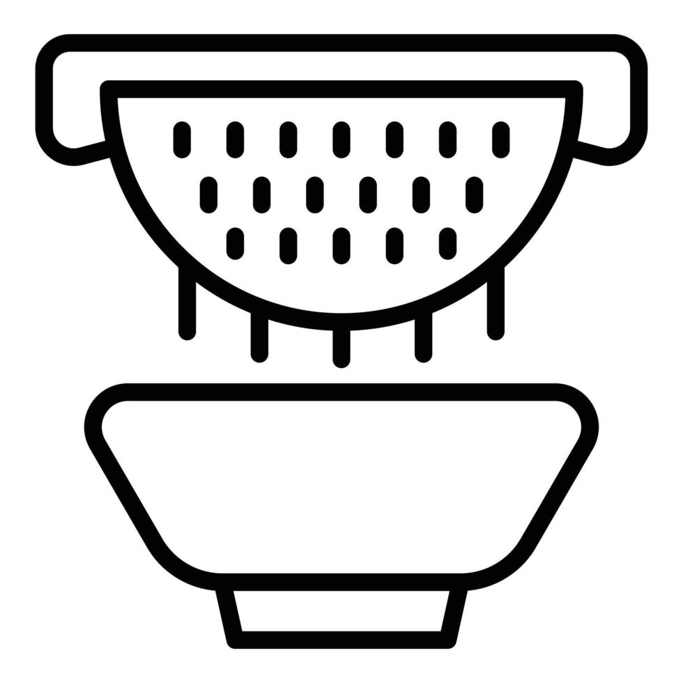 Bowl sieve colander icon outline vector. Cooking utensil vector