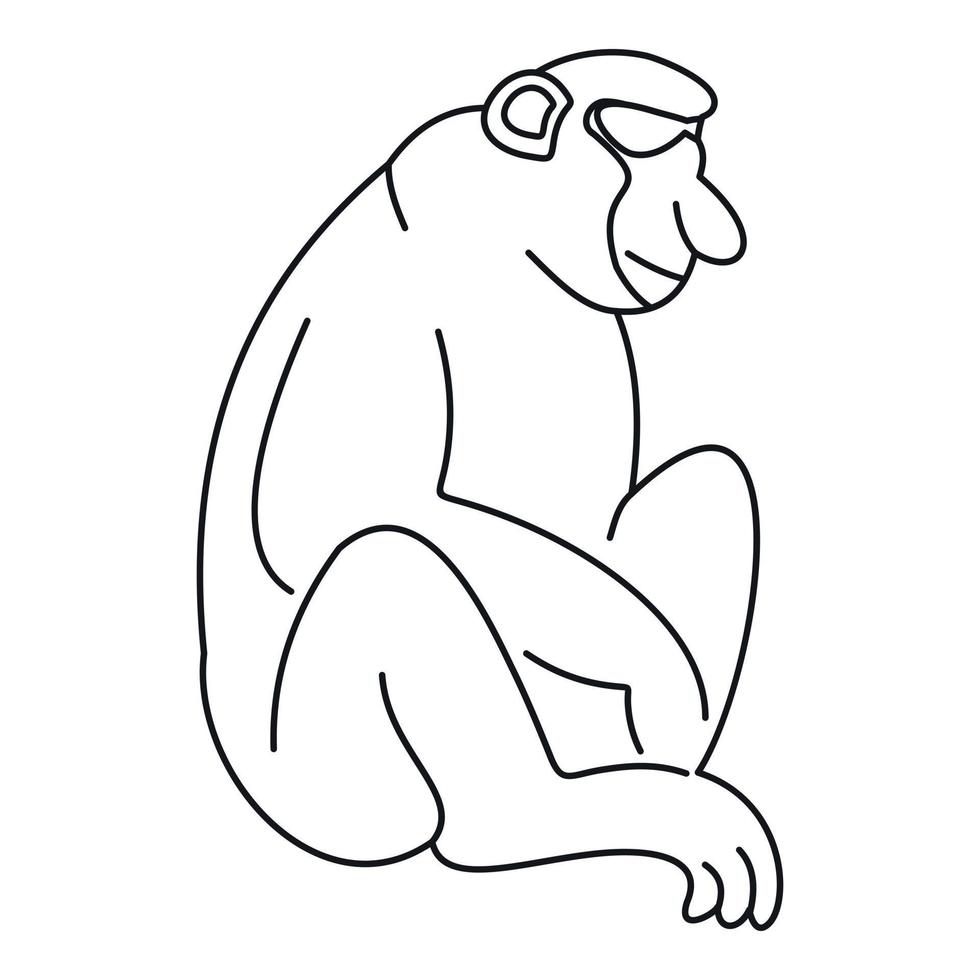 icono de macaco, estilo de contorno vector