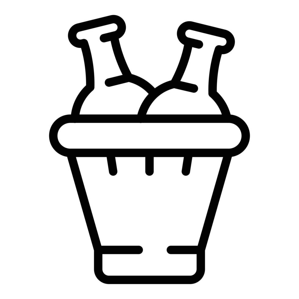 Champagne bottle ice bucket icon outline vector. Sommelier drink vector