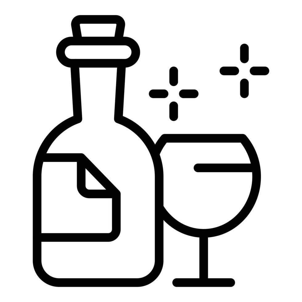 vector de contorno de icono de botella de champán. bebida sumiller