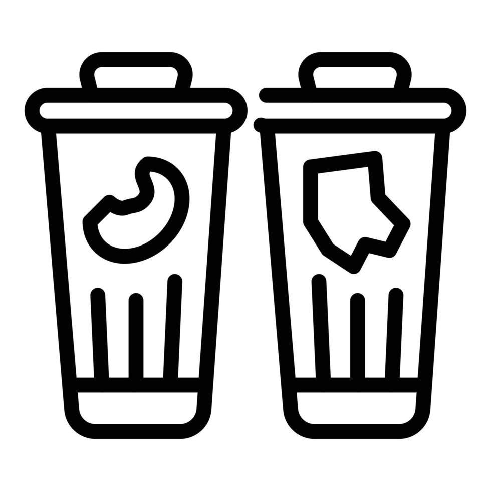 vector de contorno de icono de contenedor de basura. bolsa de basura