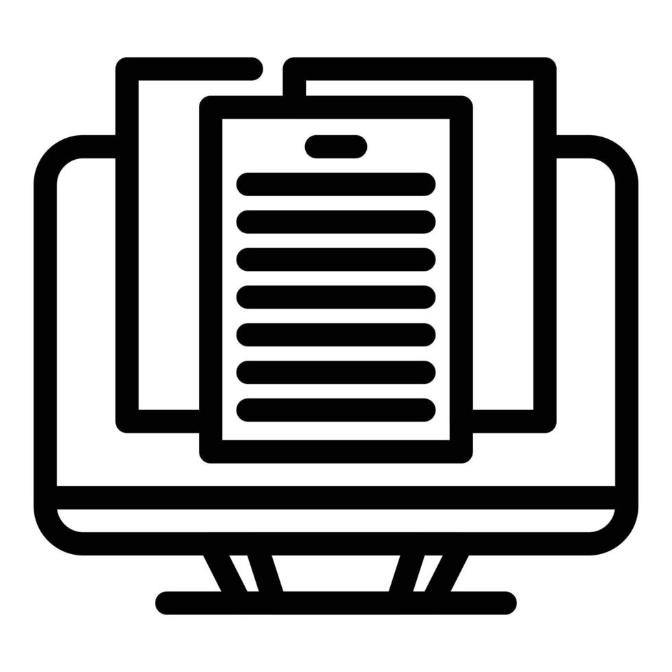 Monitor digital book icon outline vector. Online study vector