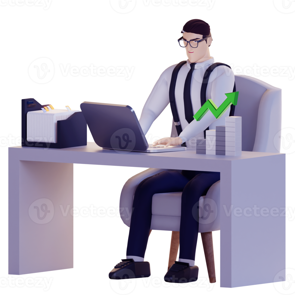 3d business man work for investment and customer service png