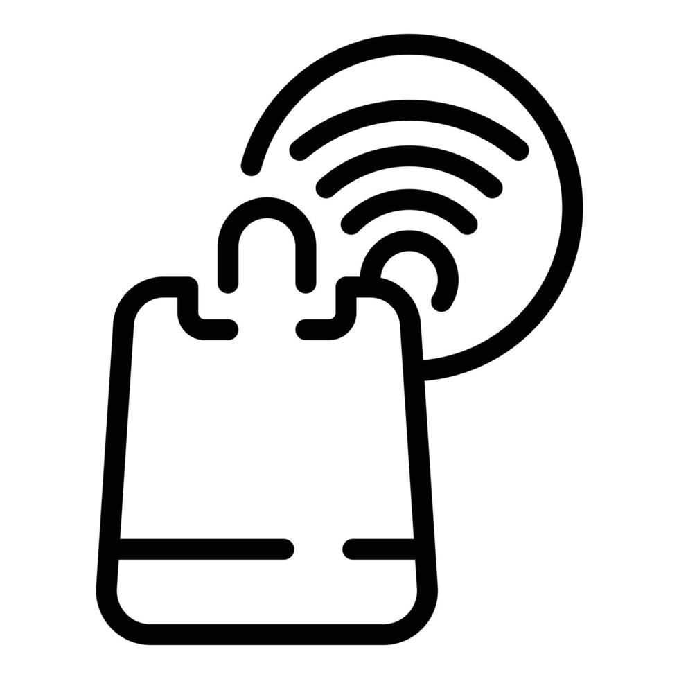 Wifi shop bag icon outline vector. Online store vector