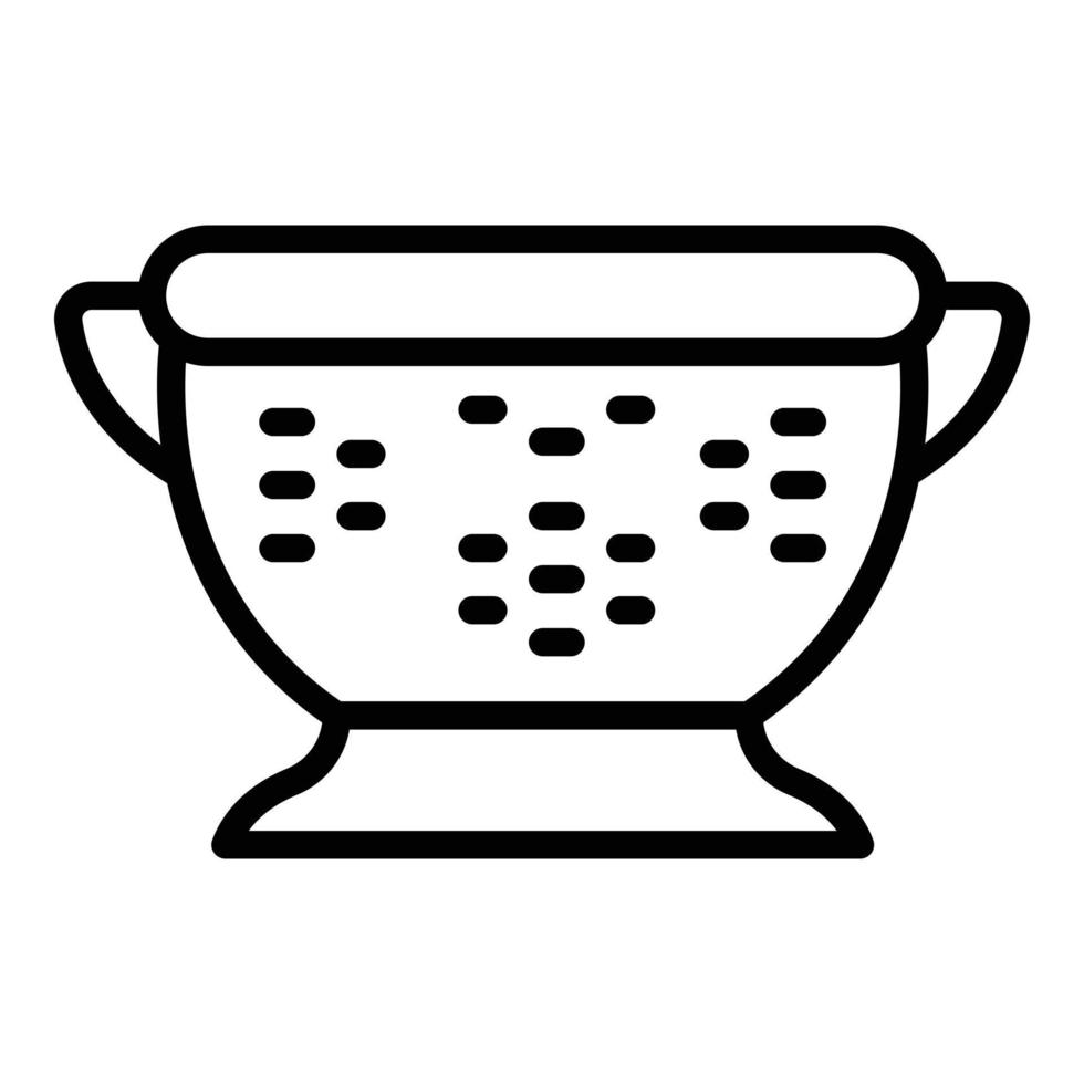 Steel colander icon outline vector. Cooking sieve vector