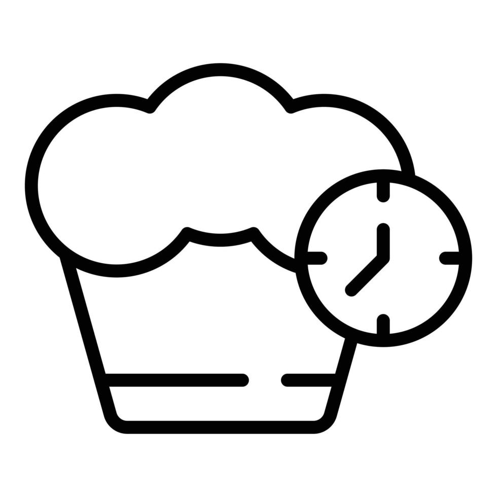 vector de contorno de icono de tiempo de cocción. chef temporizador