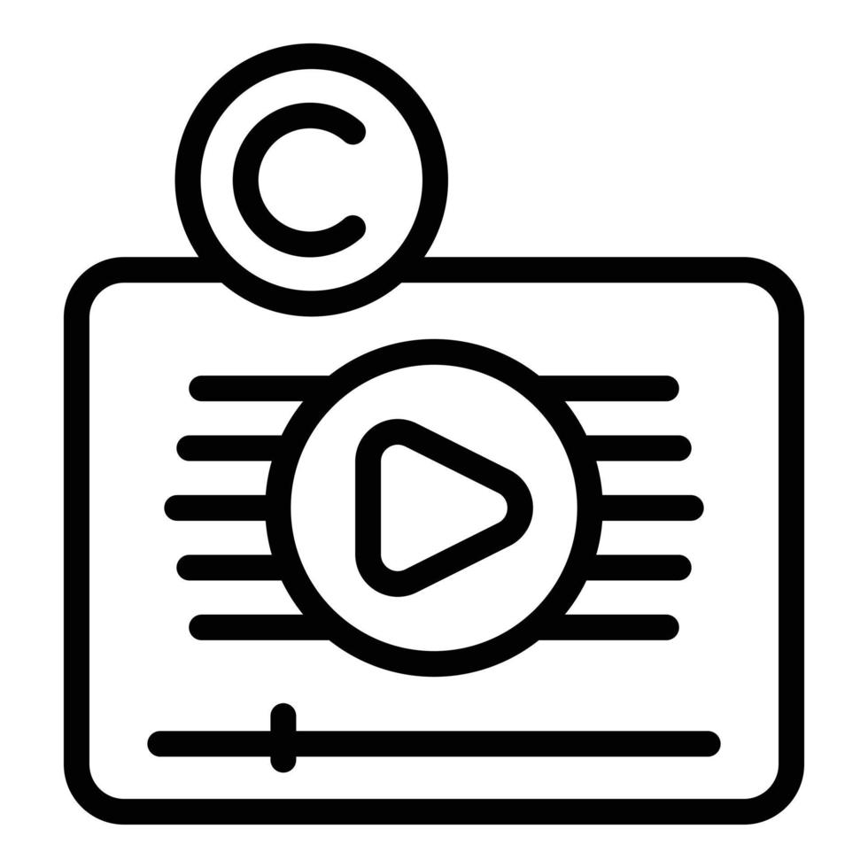 vector de contorno de icono de ley de reproductor de vídeo. protección legal