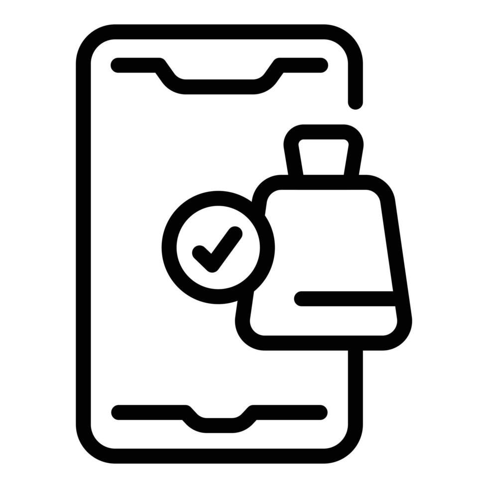 Smartphone shop bag icon outline vector. Web mobile vector