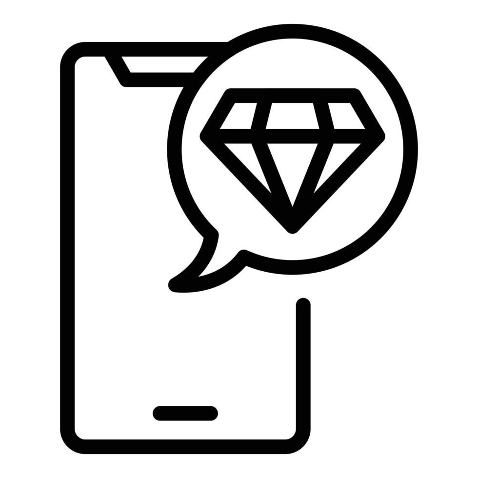 Diamond phone reward icon outline vector. Customer program vector