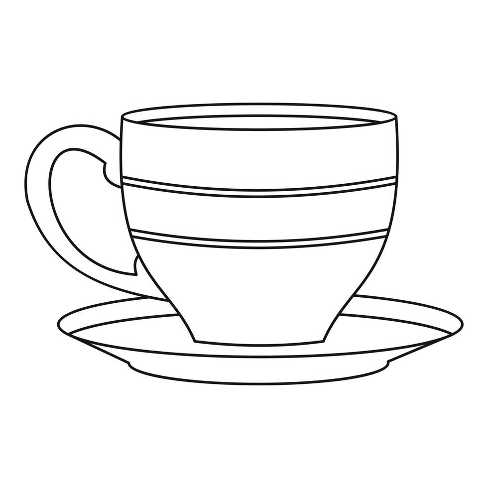 icono de taza, estilo de esquema vector