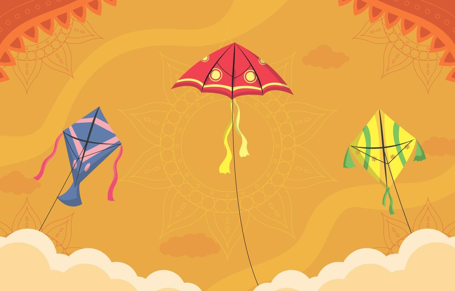 Makar Sankranti with Colorful Kites vector