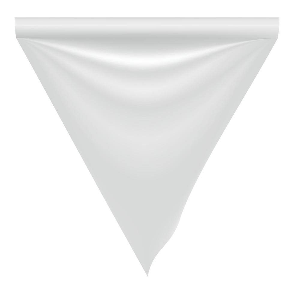 Fabric white blank flag mockup, realistic style vector