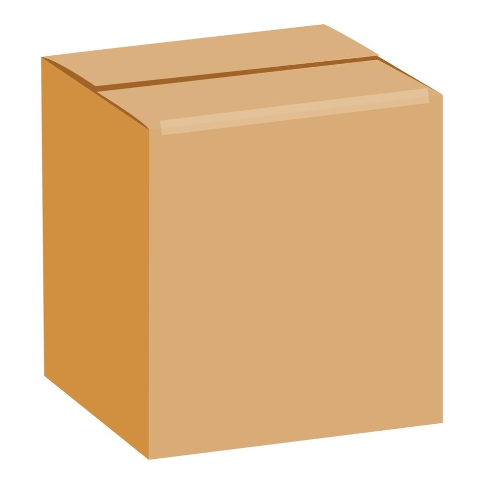 maqueta de caja cuadrada sellada marrón, estilo realista vector