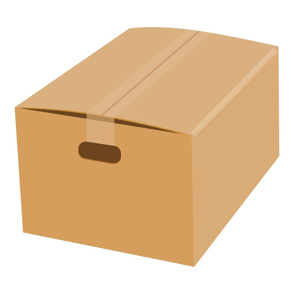 Closed cardboard box taped up mockup vector