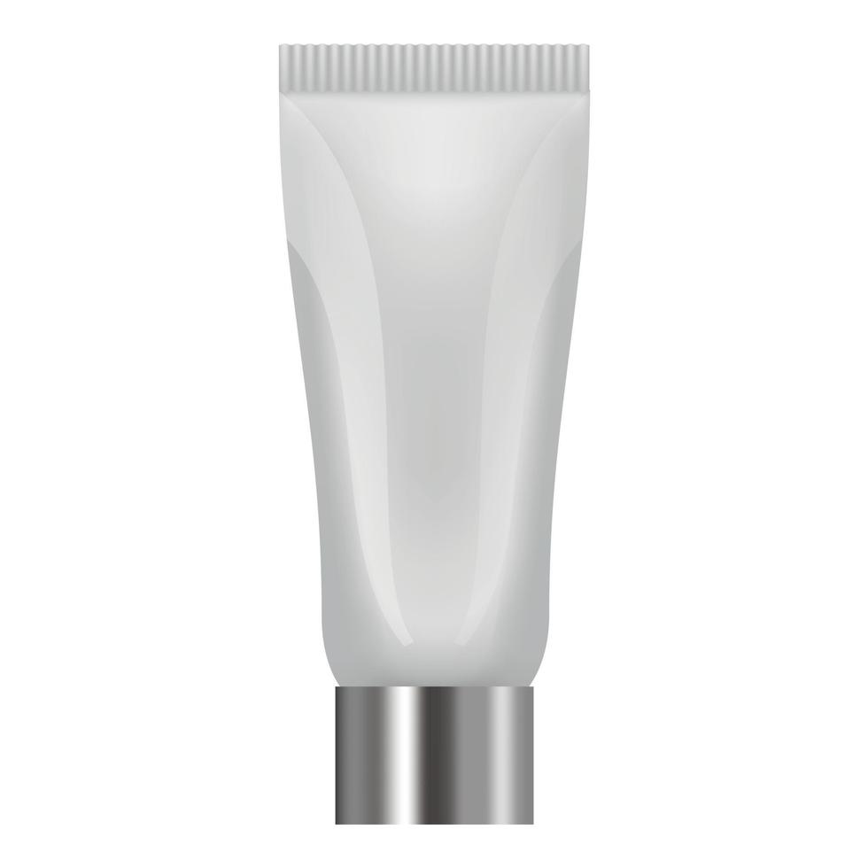 Sun creme tube icon, realistic style vector