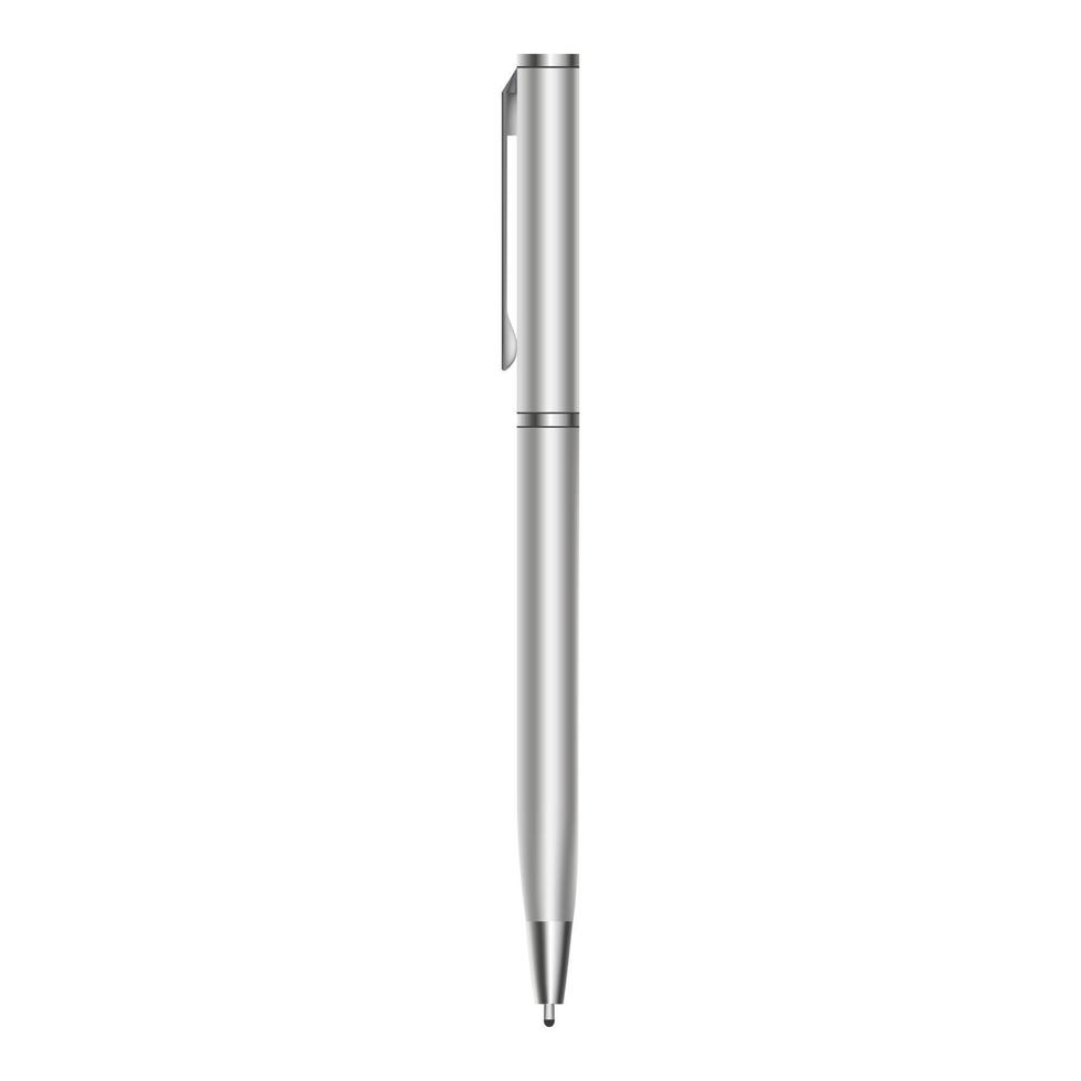 Metal pen mockup, realistic style vector