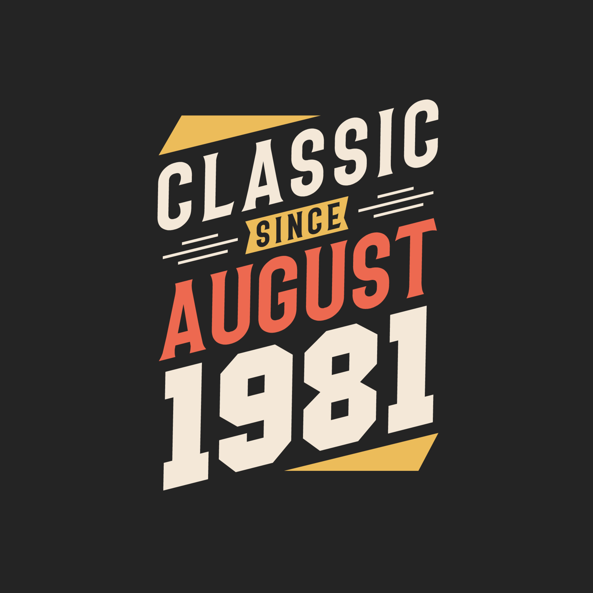 Classic Since August 1981 Born in August 1981 Retro Vintage Birthday