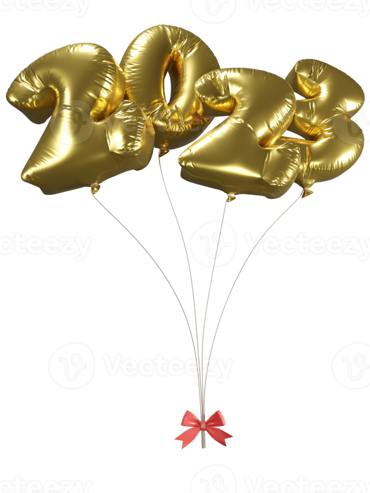 happy new year 2023. gold balloons png