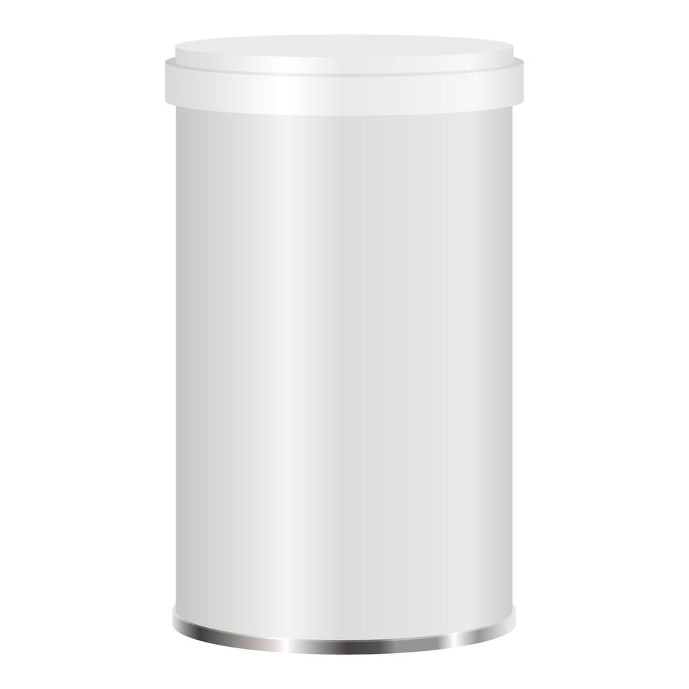 White plastic jar mockup, realistic style vector