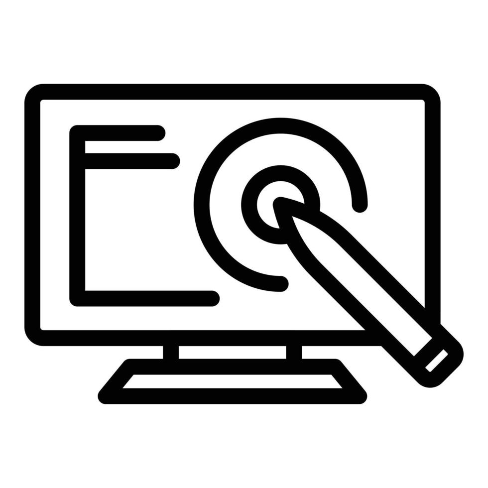 Point pen digital icon outline vector. Design tablet vector