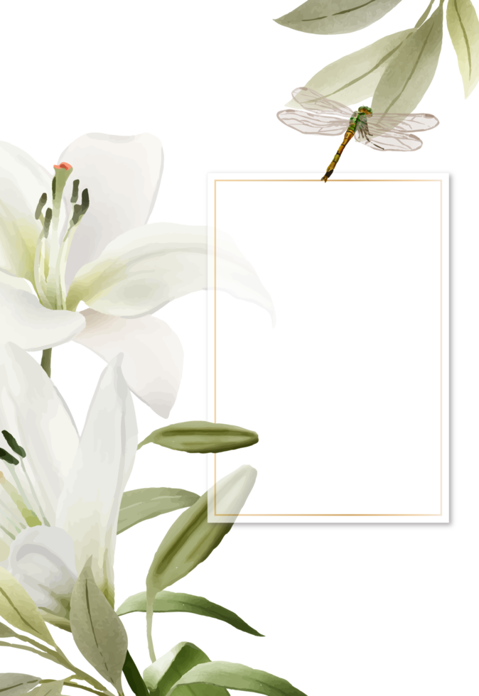 carte d'invitation de mariage romantique avec verdure florale png