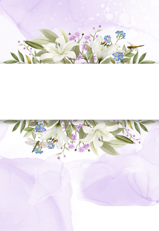 romantische hochzeitseinladungskarte mit grünblumen png