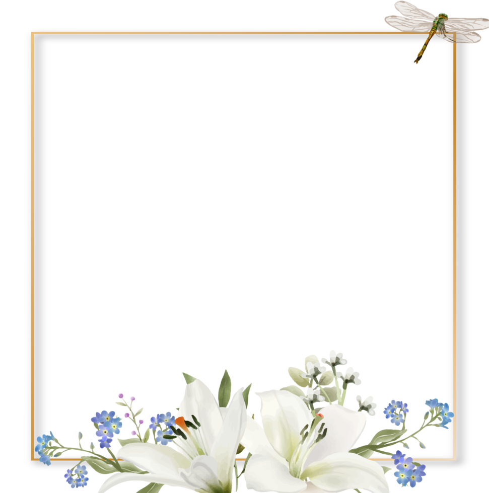 carte d'invitation de mariage romantique avec verdure florale png