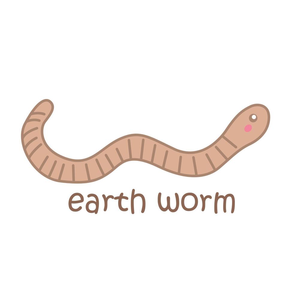 Alphabet E For Earth Worm Vocabulary Illustration Vector Clipart