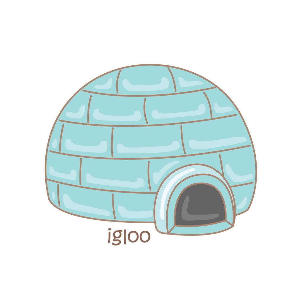 Alphabet I For Igloo Vocabulary Illustration Vector Clipart