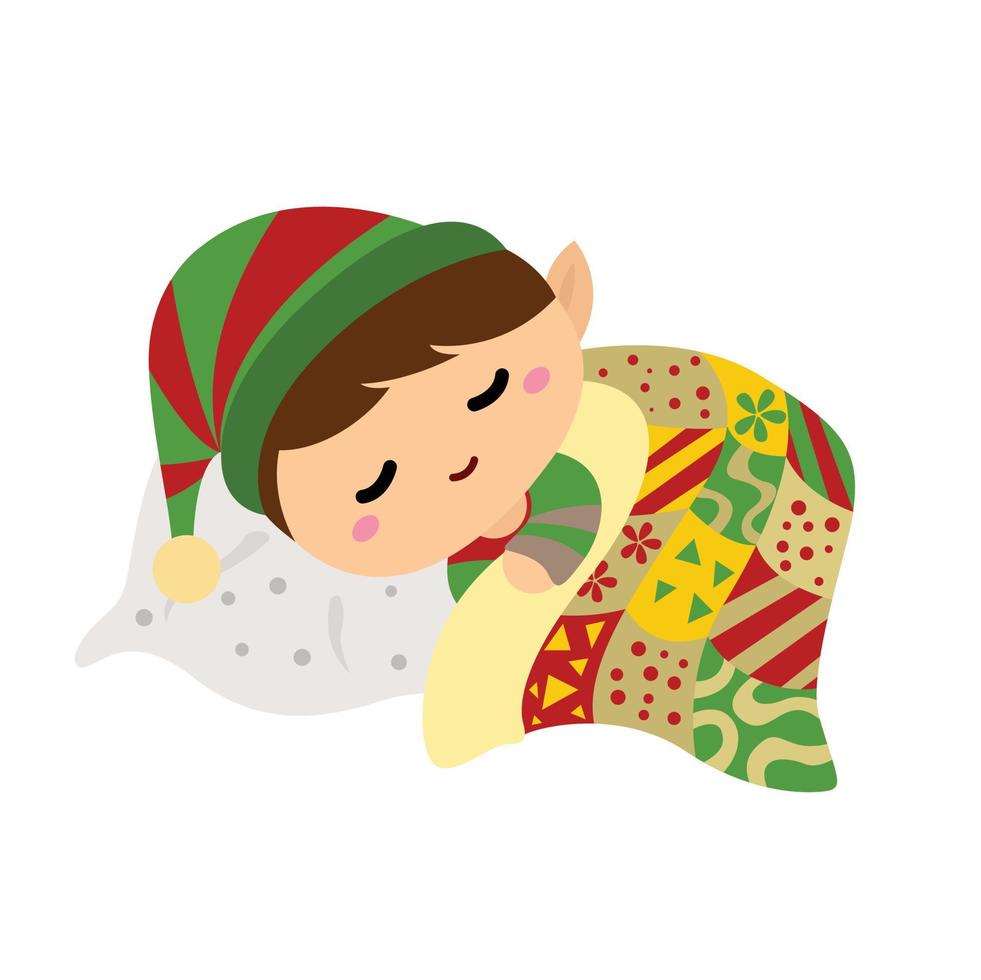 Cute Christmas Elf Kids Illustration Vector Clipart