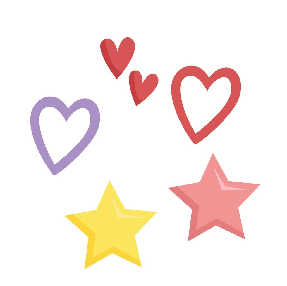 colorido corazón y estrella decoración ilustración vector clipart