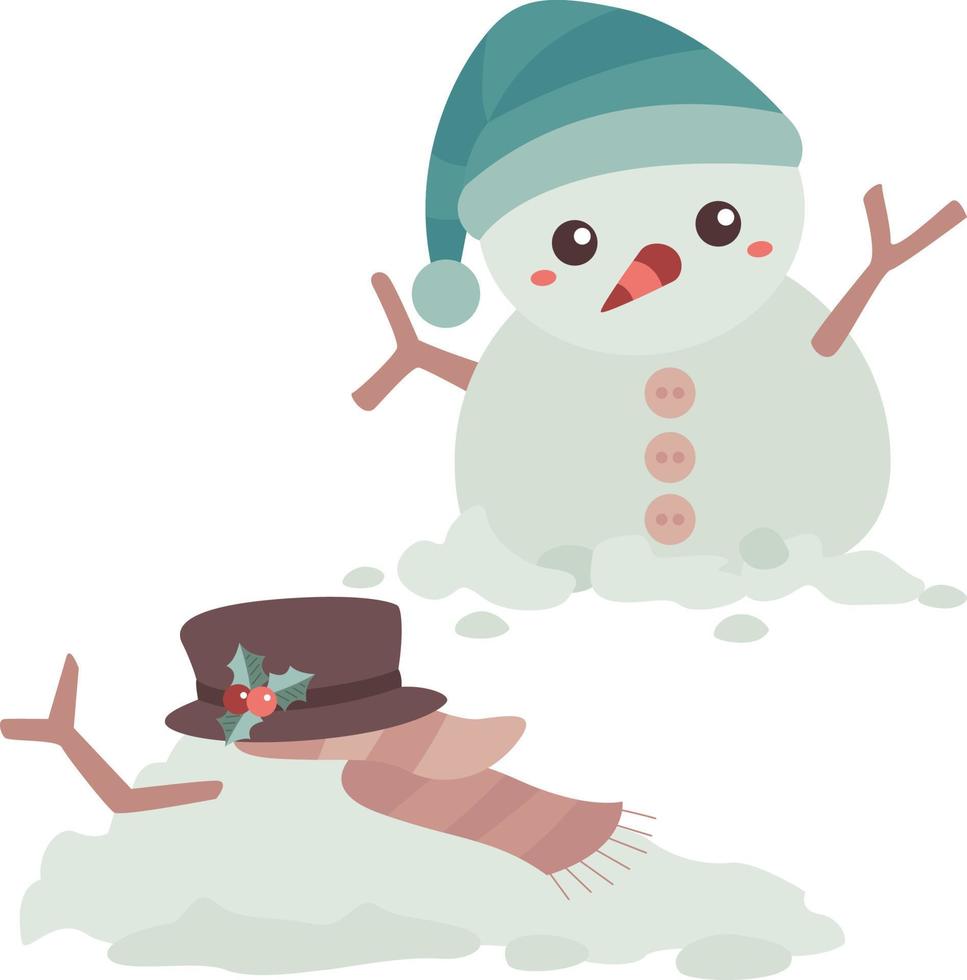 Cute Christmas Snowman Winter Holiday Illustration Vector Clipart