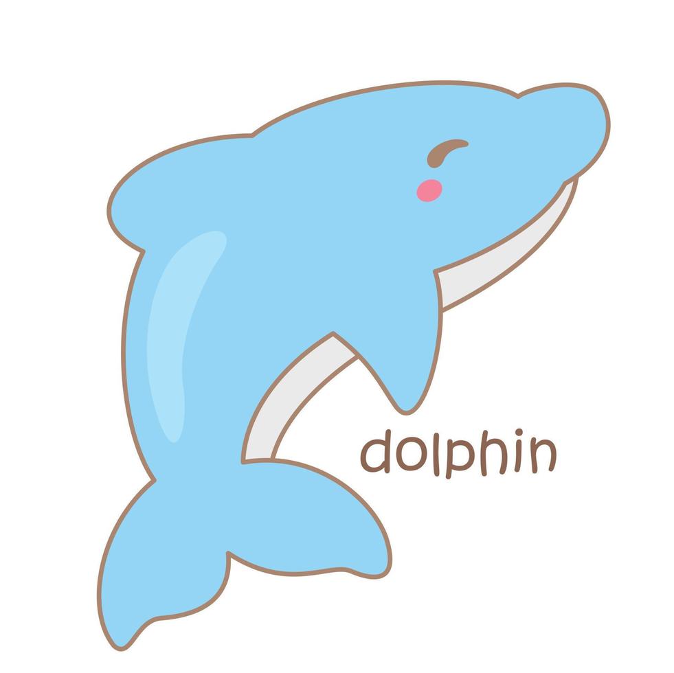 alfabeto d para delfines ilustración vector clipart