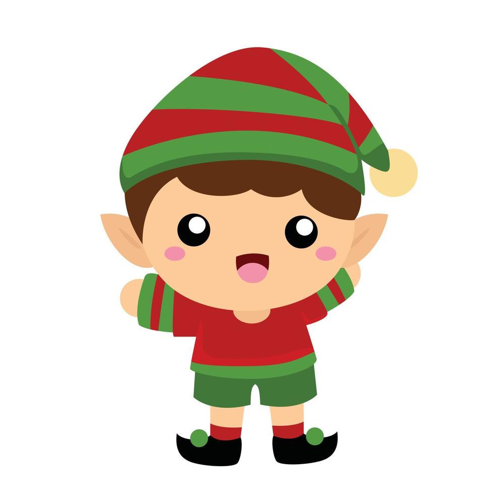 Cute Christmas Elf Kids Illustration Vector Clipart